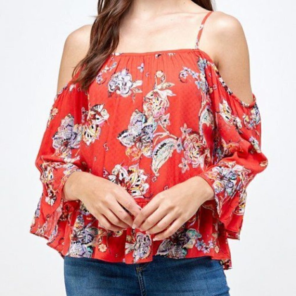 Lulu's Cold Shoulder Floral Top